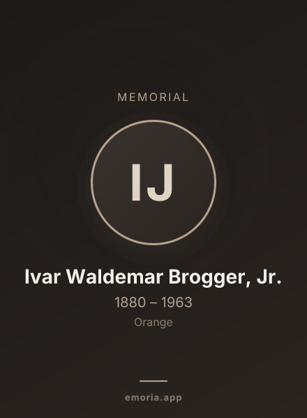Memorial portrait of Ivar Waldemar Brogger, Jr.