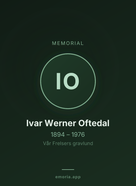 Memorial portrait of Ivar Werner Oftedal