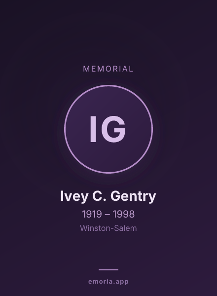 Memorial portrait of Ivey C. Gentry
