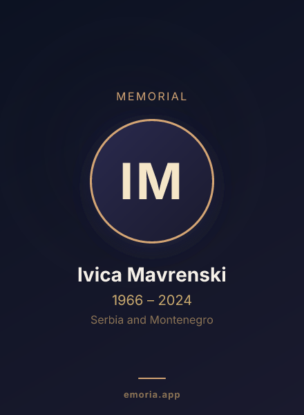 Memorial portrait of Ivica Mavrenski