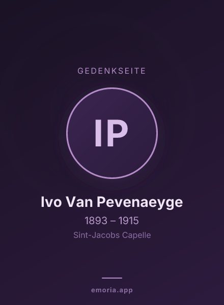 Gedenkportrait von Ivo Van Pevenaeyge