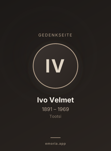 Gedenkportrait von Ivo Velmet