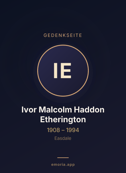 Gedenkportrait von Ivor Malcolm Haddon Etherington