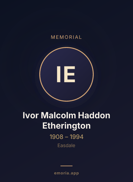 Memorial portrait of Ivor Malcolm Haddon Etherington