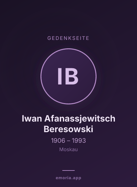 Gedenkportrait von Iwan Afanassjewitsch Beresowski