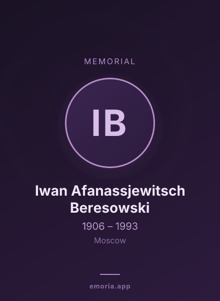 Memorial portrait of Iwan Afanassjewitsch Beresowski