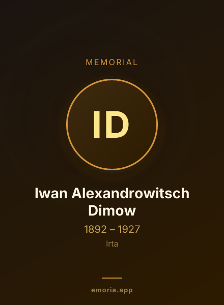 Memorial portrait of Iwan Alexandrowitsch Dimow