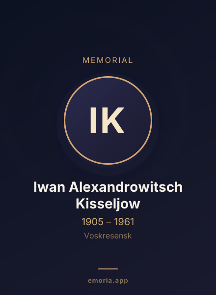 Memorial portrait of Iwan Alexandrowitsch Kisseljow