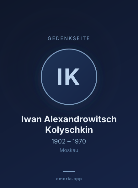 Gedenkportrait von Iwan Alexandrowitsch Kolyschkin