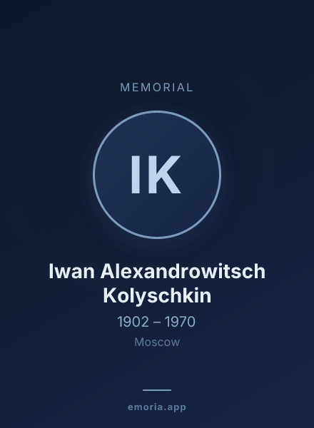 Memorial portrait of Iwan Alexandrowitsch Kolyschkin