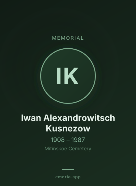 Memorial portrait of Iwan Alexandrowitsch Kusnezow
