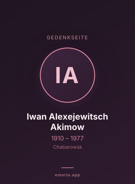 Gedenkportrait von Iwan Alexejewitsch Akimow