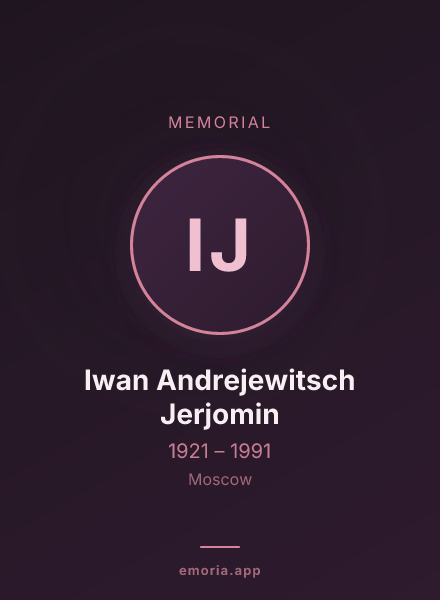 Memorial portrait of Iwan Andrejewitsch Jerjomin