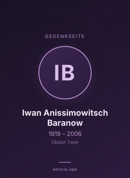 Gedenkportrait von Iwan Anissimowitsch Baranow