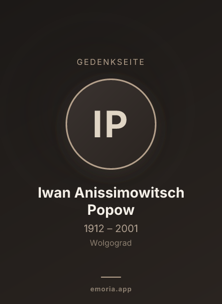 Gedenkportrait von Iwan Anissimowitsch Popow