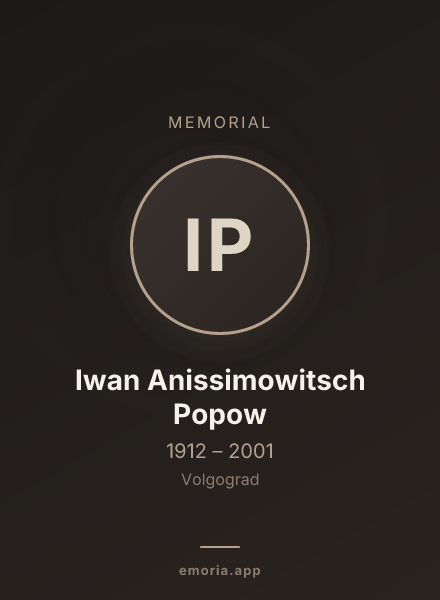 Memorial portrait of Iwan Anissimowitsch Popow