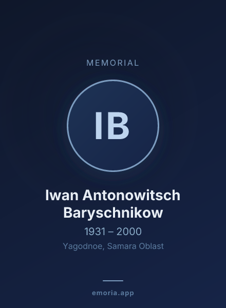 Memorial portrait of Iwan Antonowitsch Baryschnikow