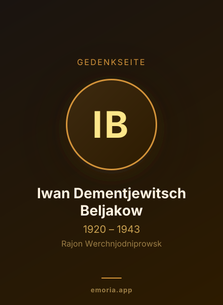 Gedenkportrait von Iwan Dementjewitsch Beljakow