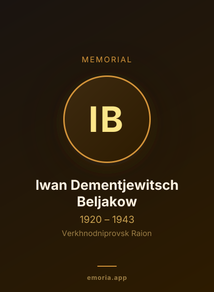 Memorial portrait of Iwan Dementjewitsch Beljakow