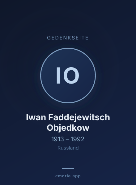 Gedenkportrait von Iwan Faddejewitsch Objedkow