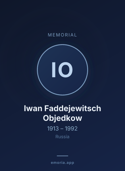 Memorial portrait of Iwan Faddejewitsch Objedkow