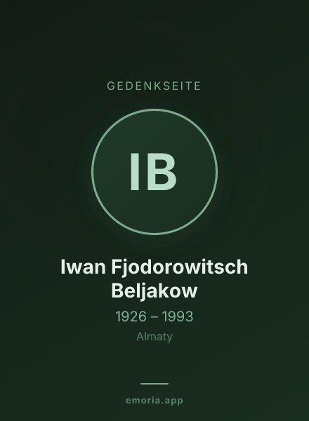 Gedenkportrait von Iwan Fjodorowitsch Beljakow