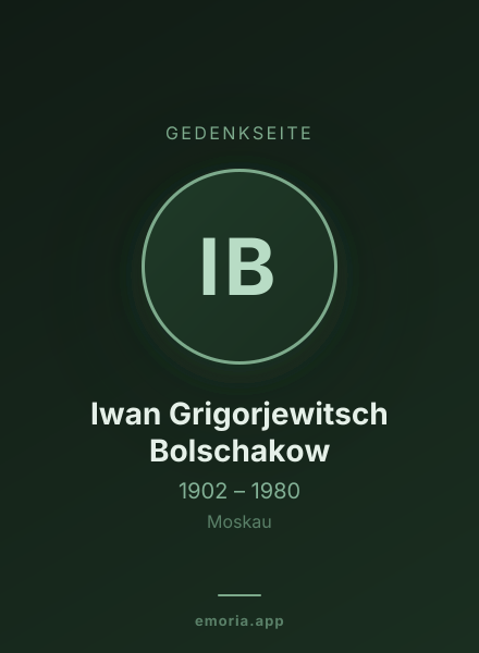 Gedenkportrait von Iwan Grigorjewitsch Bolschakow