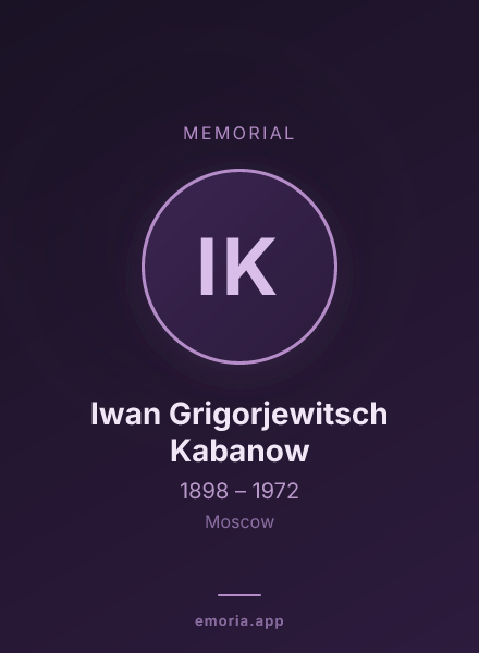 Memorial portrait of Iwan Grigorjewitsch Kabanow