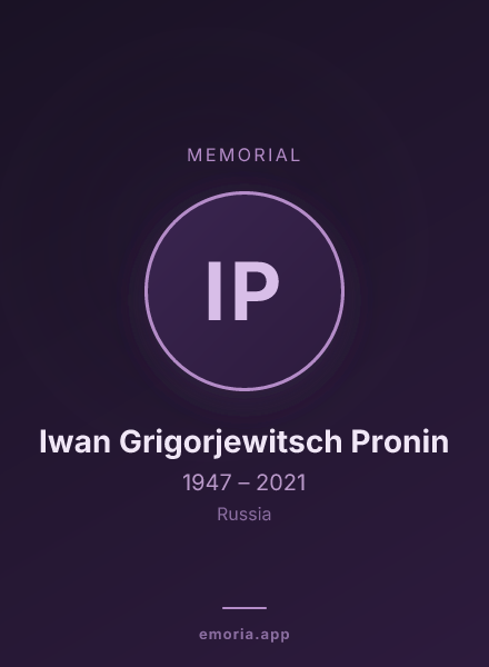 Memorial portrait of Iwan Grigorjewitsch Pronin