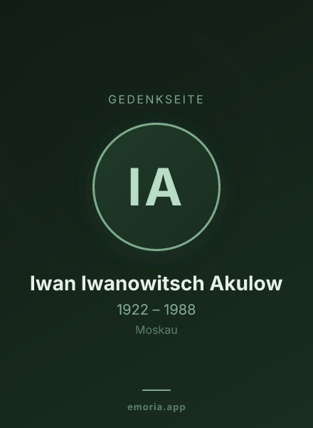 Gedenkportrait von Iwan Iwanowitsch Akulow