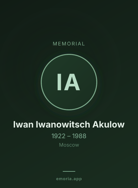 Memorial portrait of Iwan Iwanowitsch Akulow