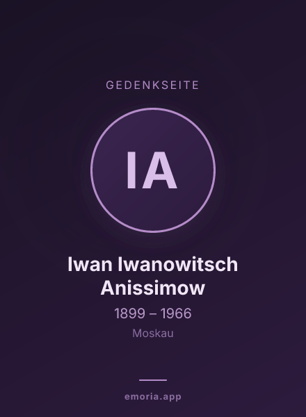 Gedenkportrait von Iwan Iwanowitsch Anissimow