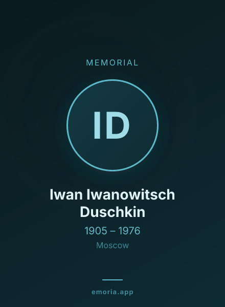 Memorial portrait of Iwan Iwanowitsch Duschkin