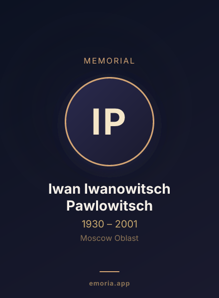 Memorial portrait of Iwan Iwanowitsch Pawlowitsch