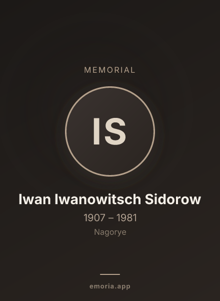 Memorial portrait of Iwan Iwanowitsch Sidorow