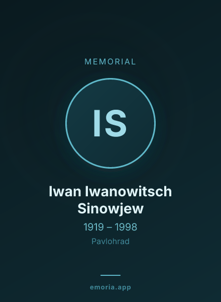 Memorial portrait of Iwan Iwanowitsch Sinowjew