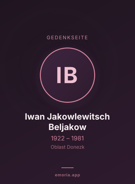 Gedenkportrait von Iwan Jakowlewitsch Beljakow