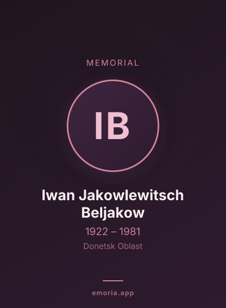 Memorial portrait of Iwan Jakowlewitsch Beljakow