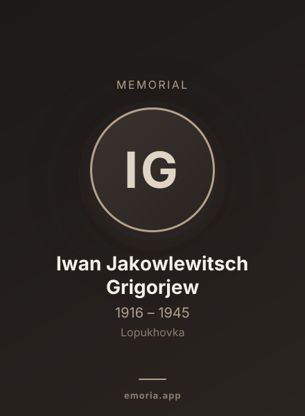 Memorial portrait of Iwan Jakowlewitsch Grigorjew