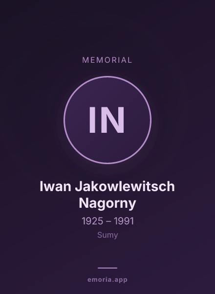 Memorial portrait of Iwan Jakowlewitsch Nagorny