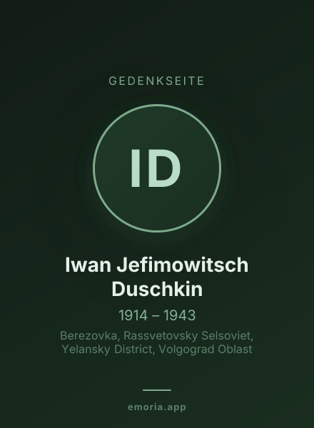 Gedenkportrait von Iwan Jefimowitsch Duschkin