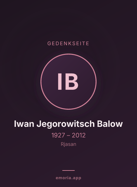 Gedenkportrait von Iwan Jegorowitsch Balow