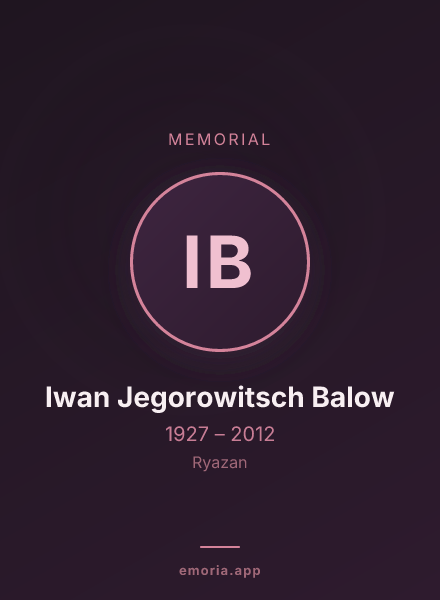 Memorial portrait of Iwan Jegorowitsch Balow