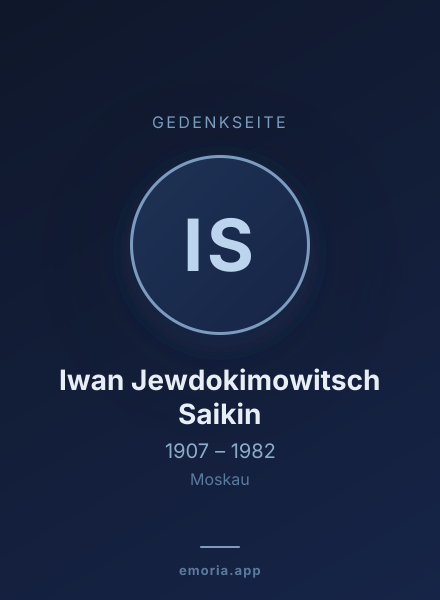 Gedenkportrait von Iwan Jewdokimowitsch Saikin