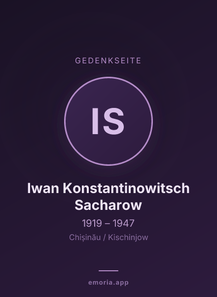 Gedenkportrait von Iwan Konstantinowitsch Sacharow