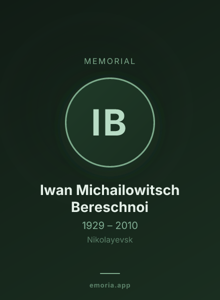 Memorial portrait of Iwan Michailowitsch Bereschnoi