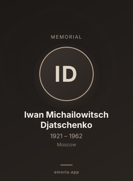 Memorial portrait of Iwan Michailowitsch Djatschenko