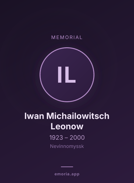 Memorial portrait of Iwan Michailowitsch Leonow