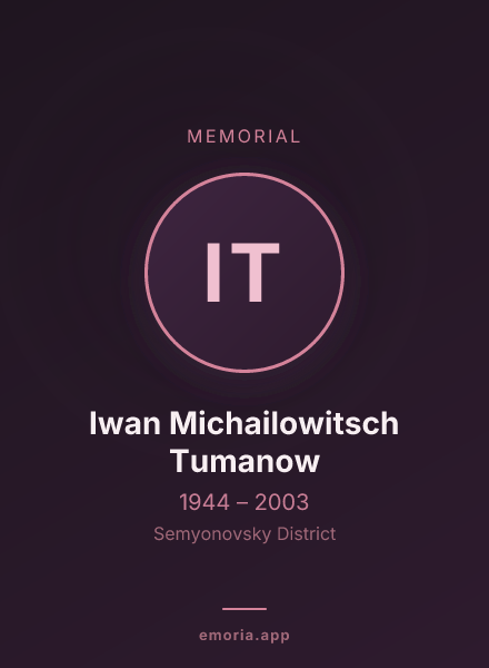 Memorial portrait of Iwan Michailowitsch Tumanow