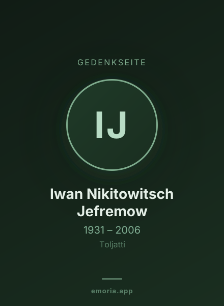 Gedenkportrait von Iwan Nikitowitsch Jefremow